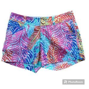 Lilly Pulitzer Callahan Shorts Electric Feel Pattern Summer Beach Casual Zip 00